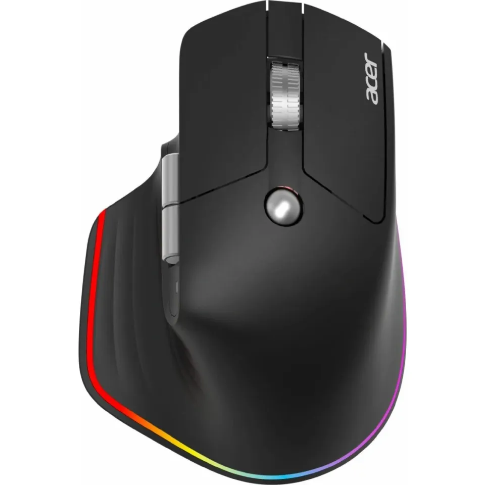 ACER bezdrátová myš Easy Fit Mouse,ergonomická,4000dpi,6 tlačítek,RGB,10m dosah,USB-C,BT,Black