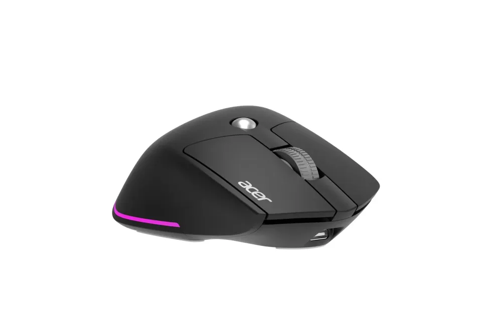 ACER bezdrátová myš Easy Fit Mouse,ergonomická,4000dpi,6 tlačítek,RGB,10m dosah,USB-C,BT,Black