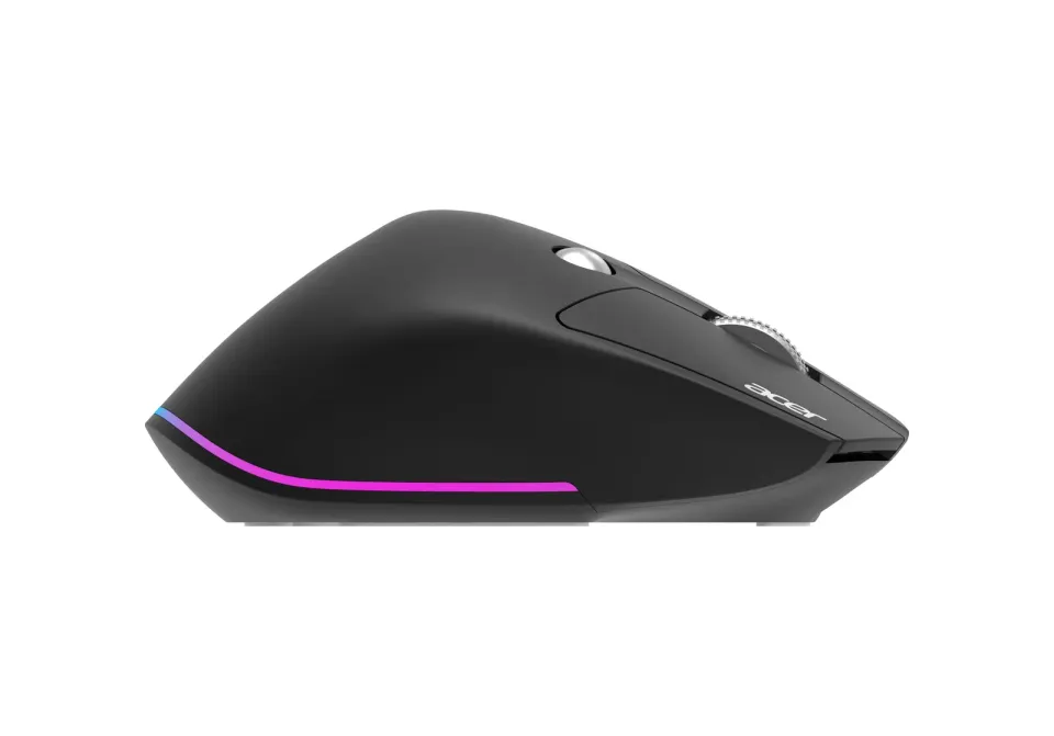 ACER bezdrátová myš Easy Fit Mouse,ergonomická,4000dpi,6 tlačítek,RGB,10m dosah,USB-C,BT,Black