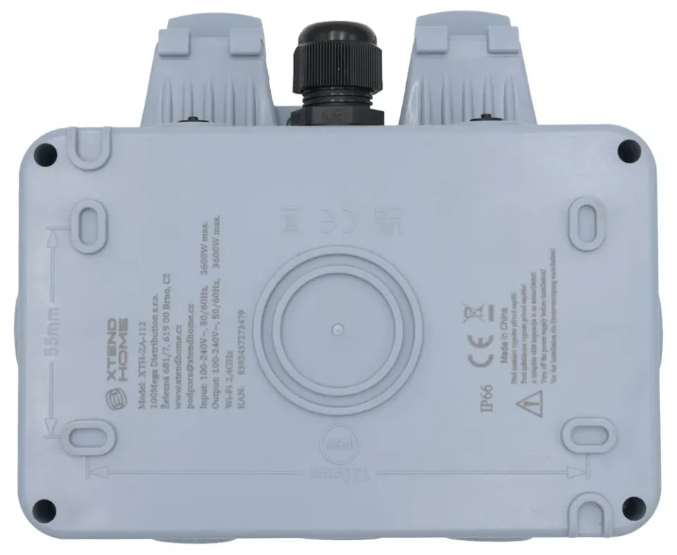 Xtend Home chytrá venkovní dvouzásuvka, IP66, WiFi, správné spínání fáze, Tuya