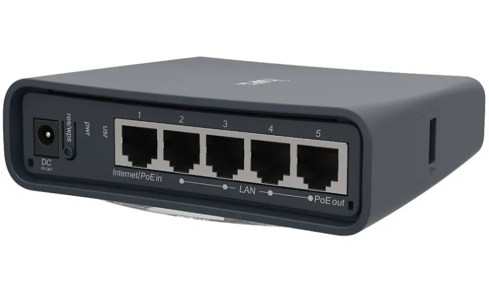 MikroTik RouterBOARD RB952Ui-5ac2nD-TC, hAP ac lite tower, 5x LAN, 2.4+5Ghz, 802.11a/b/g/n/ac, USB, 1x PoE out
