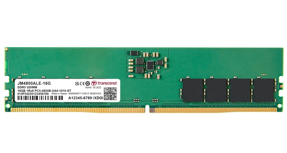 Transcend paměť 16GB DDR5 4800 U-DIMM (JetRam) 1Rx8 2Gx8 CL40 1.1V (JM4800ALE-16G)