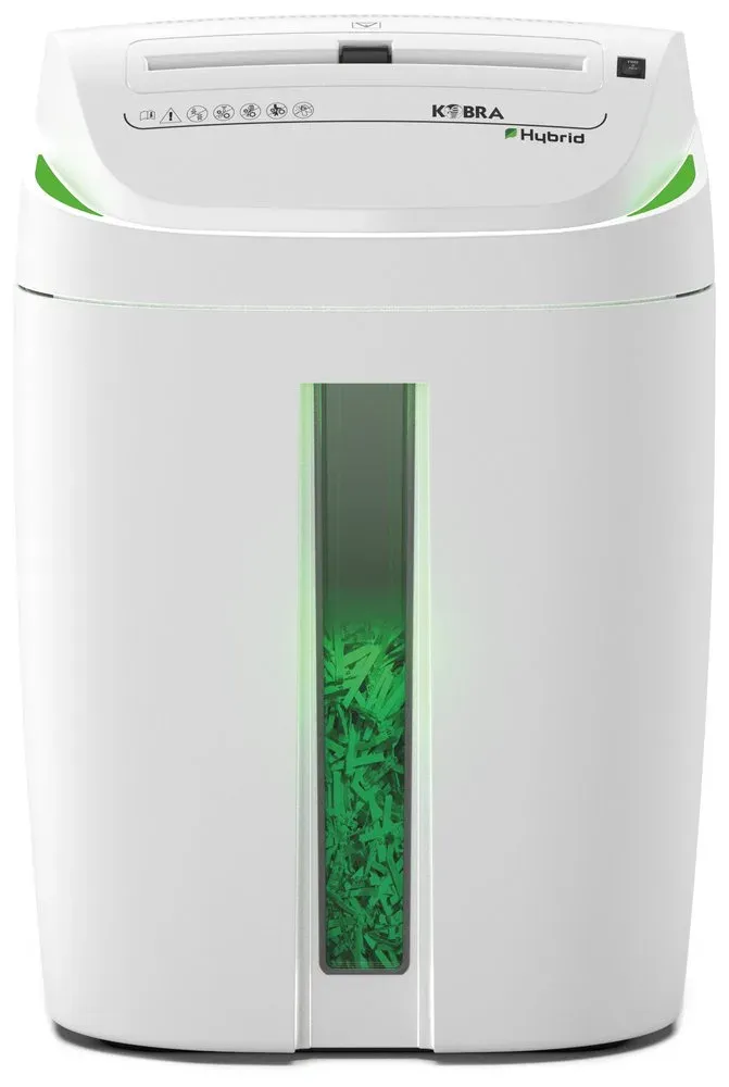 KOBRA skartovač C4-HYBRID/ příčný řez 3,5 x 40 mm/ A4/ kapacita 17 listů/ objem koše 40l/ stupeň utajení P4/ bílo-zelený