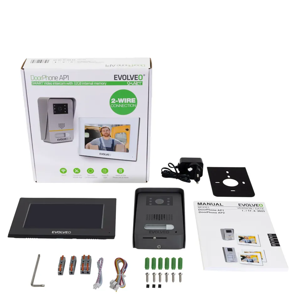 EVOLVEO DoorPhone AP1-2 drátový videotelefon s aplikací černý