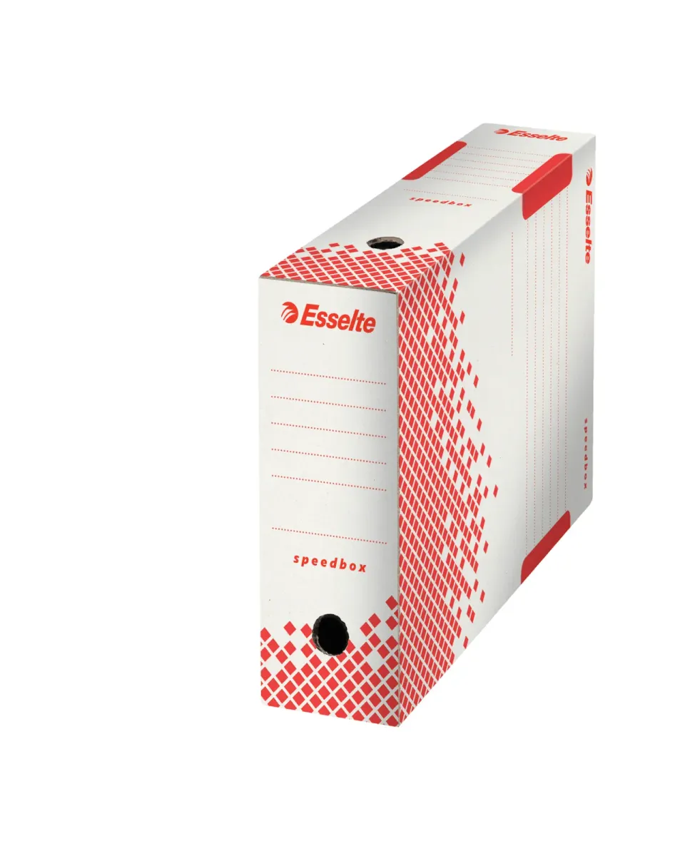 LEITZ Esselte Speedbox rychle-složitelná archivační krabice 100 mm, bílá-červená