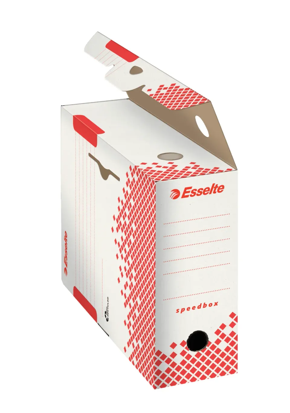 LEITZ Esselte Speedbox rychle-složitelná archivační krabice 100 mm, bílá-červená