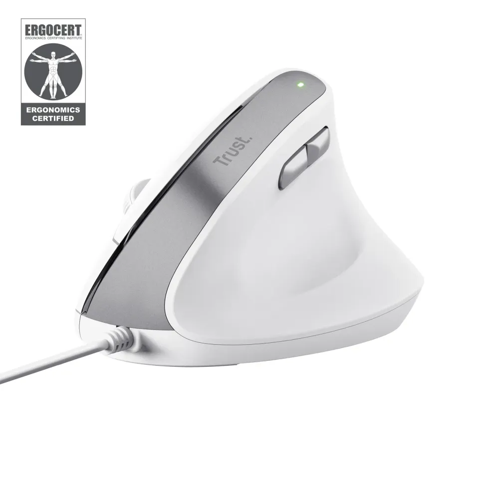 TRUST myš Bayo II Ergonomická vertikální myš, USB, bílá