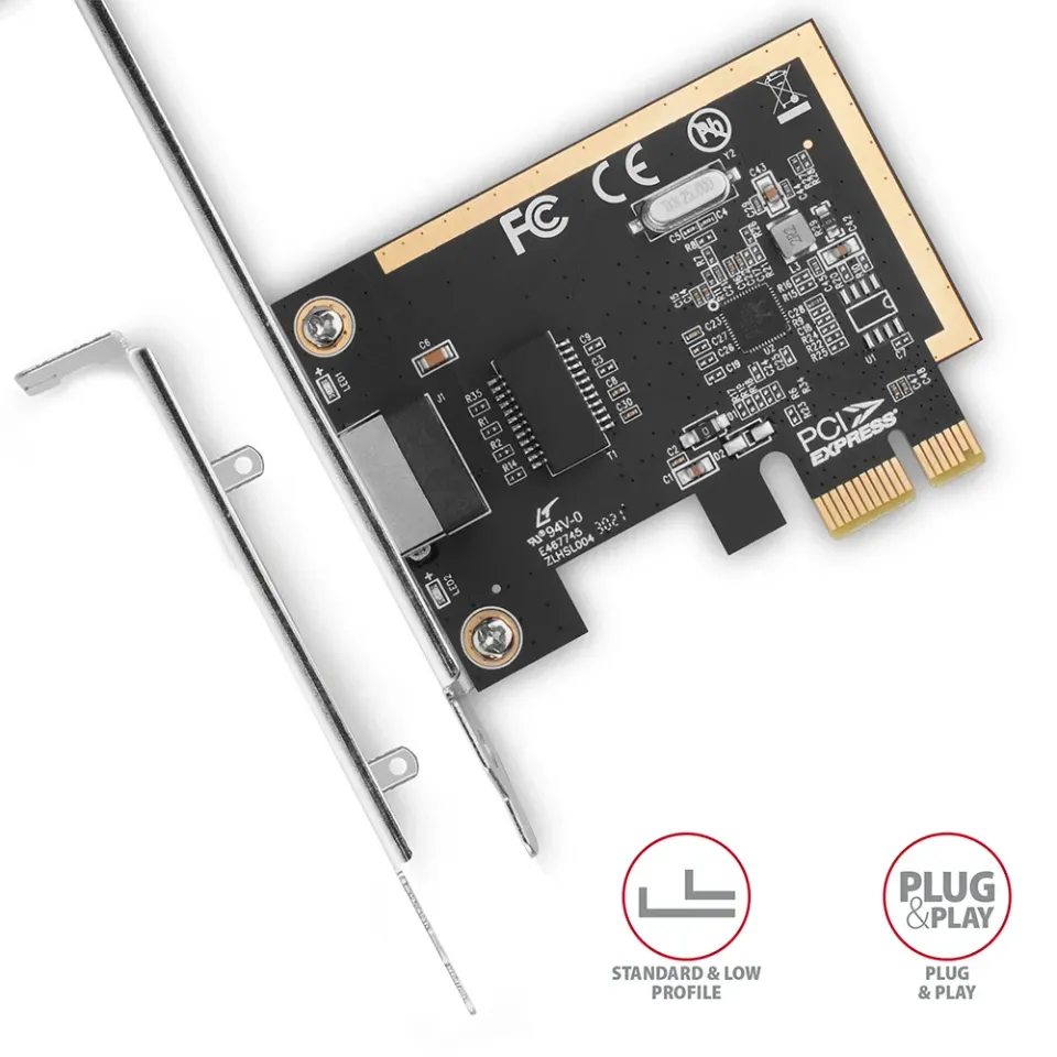 AXAGON PCEE-GRF, PCIe síťová karta - 1x Gigabit Ethernet port (RJ-45), Realtek 8