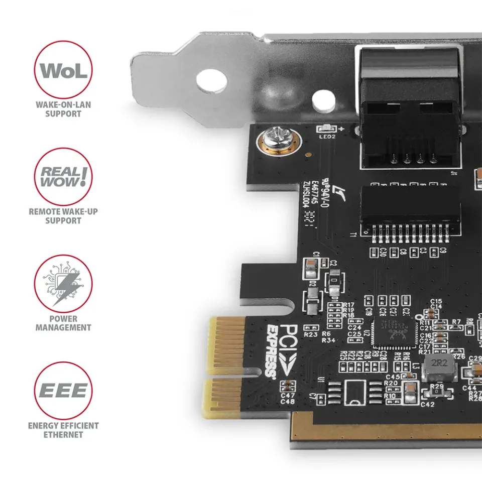 AXAGON PCEE-GRF, PCIe síťová karta - 1x Gigabit Ethernet port (RJ-45), Realtek 8
