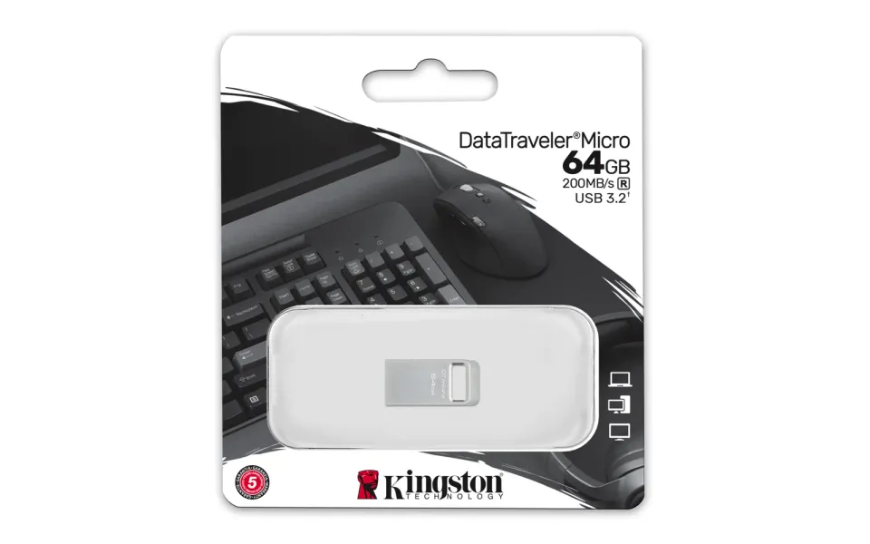 KINGSTON DataTraveler Micro 64GB kovový USB3.2 flash drive (stříbrný)