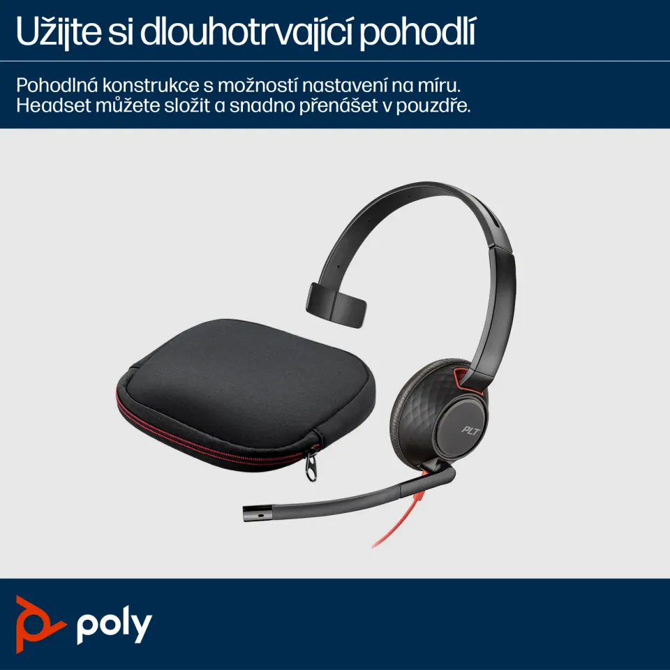 Poly Blackwire 5210 náhlavní souprava, 3.5 mm jack + USB-C/A adaptér, mono