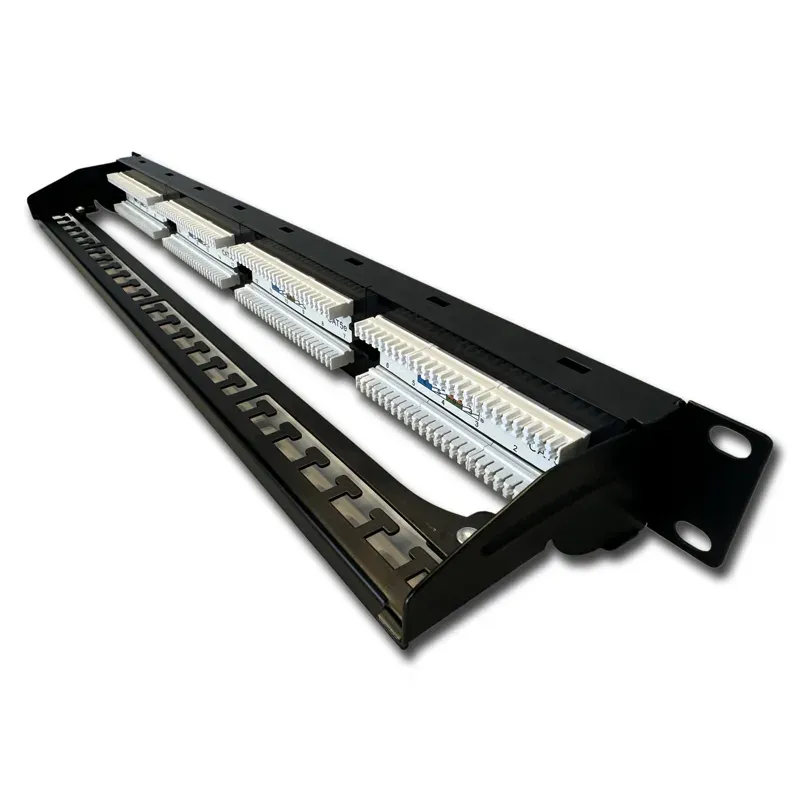 DATACOM Patch panel 19" UTP 24 port CAT5E DUAL 1U BK (4x6p) vyvazovací lišta
