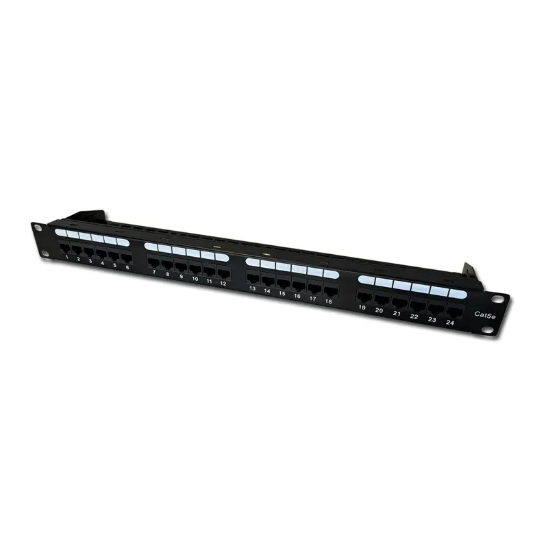 DATACOM Patch panel 19" UTP 24 port CAT5E DUAL 1U BK (4x6p) vyvazovací lišta