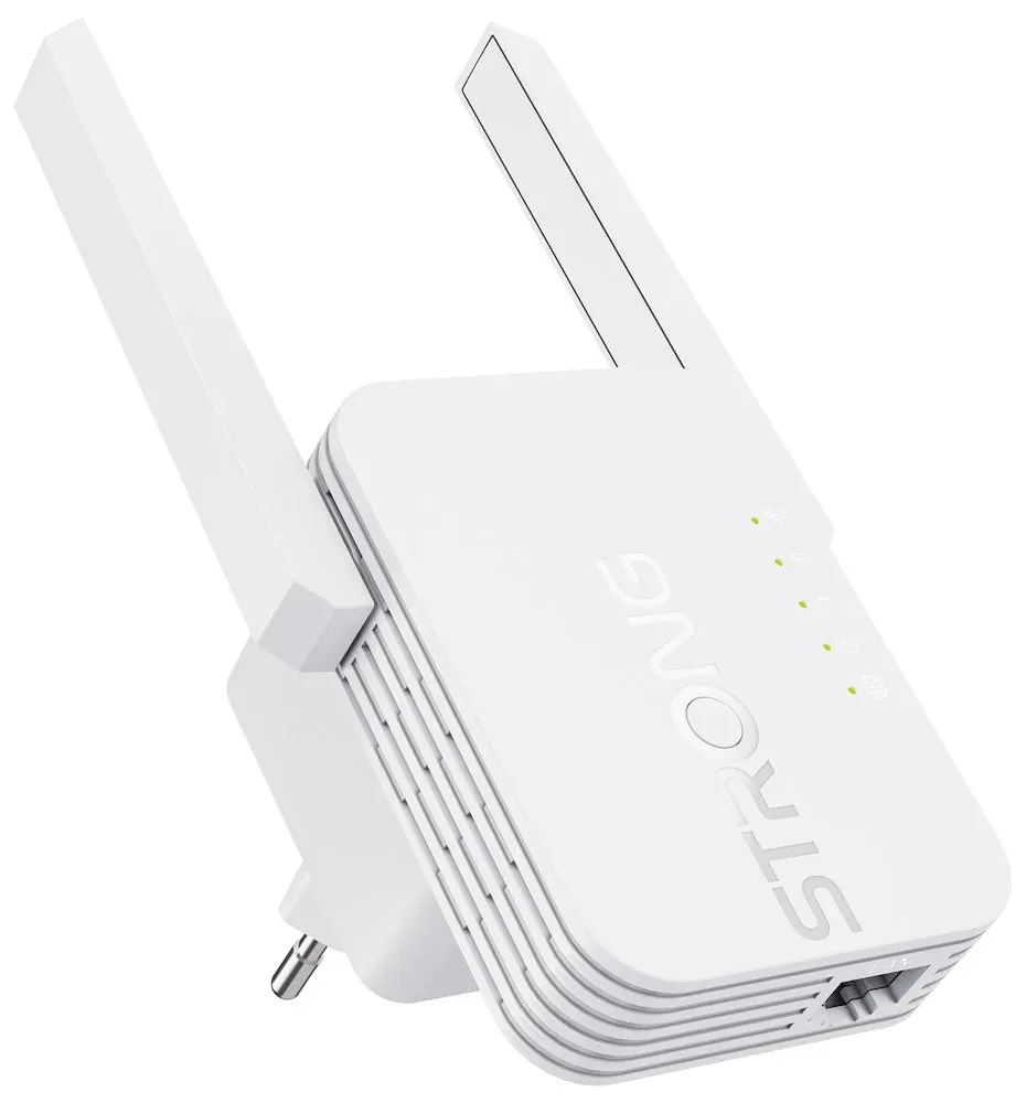 STRONG univerzální opakovač 300S/ Wi-Fi standard 802.11b/g/n/ 300 Mbit/s/ 2,4GHz/ 1x LAN/ bílý