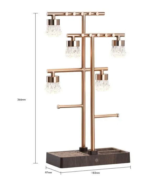 IMMAX LED dekorativní lampička 2v1 LUMITREE/ organizér na šperky/ 1,5W/ 5V/1A/ 3000K/ USB-C/ růžové zlato
