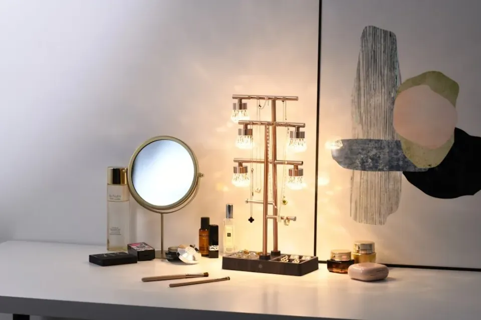 IMMAX LED dekorativní lampička 2v1 LUMITREE/ organizér na šperky/ 1,5W/ 5V/1A/ 3000K/ USB-C/ růžové zlato