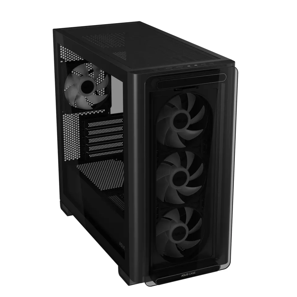 ASUS case A23 PLUS TG ARGB, Mini Tower, průhledná bočnice, 4x120mm ARGB Fan, černá