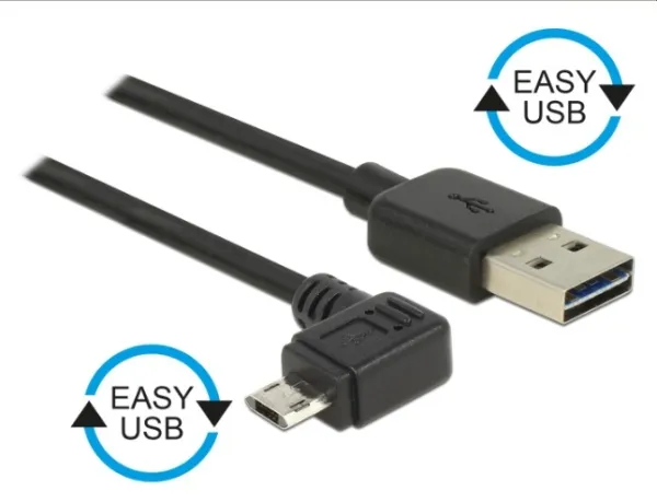 Delock kabel EASY-USB 2.0-A samec > EASY-Micro USB 2.0 samec pravoúhlý levý/prav