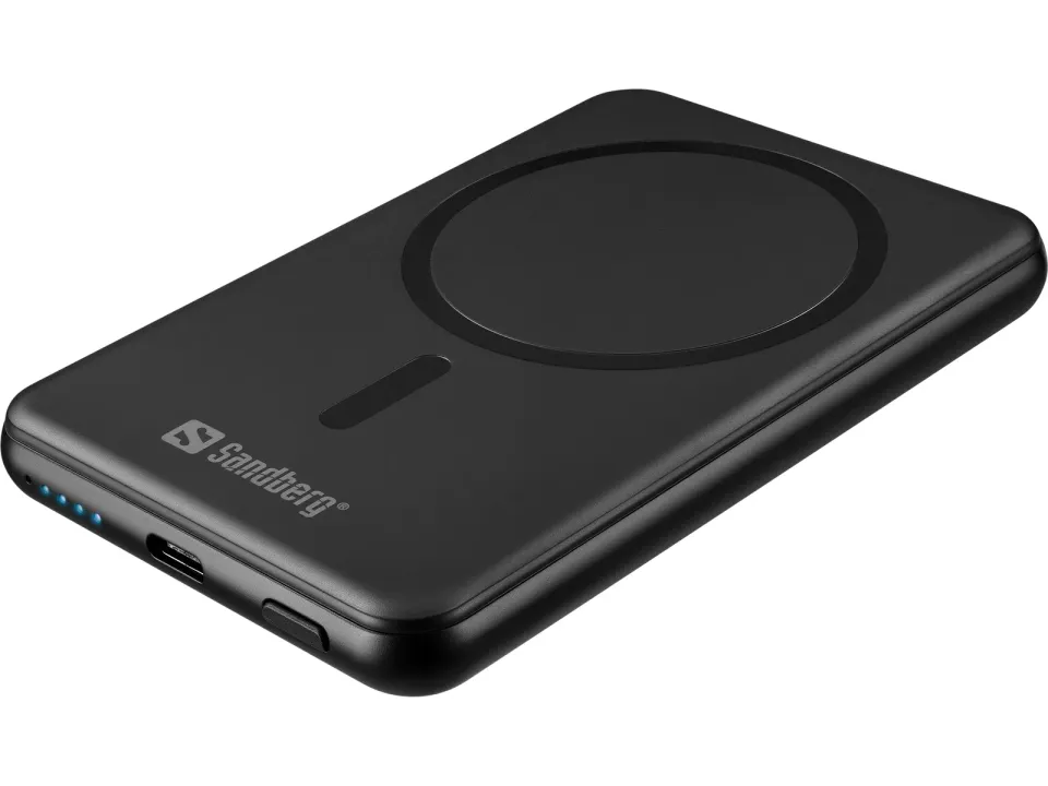 Sandberg SemiSolidState Magnet Powerbank 5000 mAh PD20W, magnetická powerbanka, černá