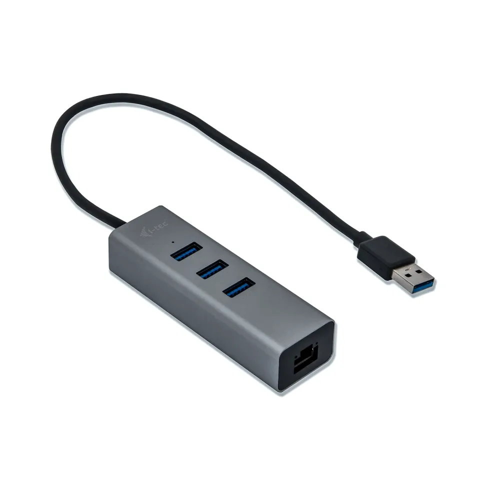 i-Tec USB3.0 HUB 3port Metal + Gigabit Ethernet adaptér, 1x USB na RJ-45