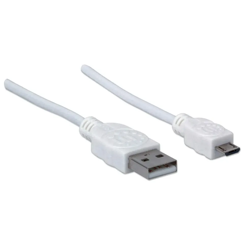 MANHATTAN Kabel propojovací USB 2.0 A Male / Micro-B Male, 1.8m, bílý