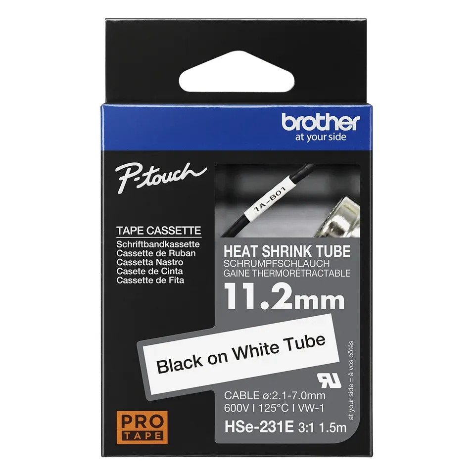 Brother - HSe-231E, bužírka bílá / černá (11,2 mm)