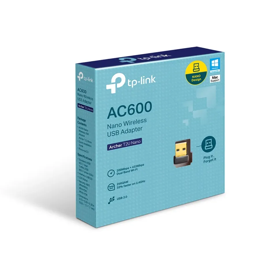 TP-LINK ArcherT2U Nano Wifi USB 2.0 DualBand adapter (150M na 2.4Ghz/433M na 5GHz)