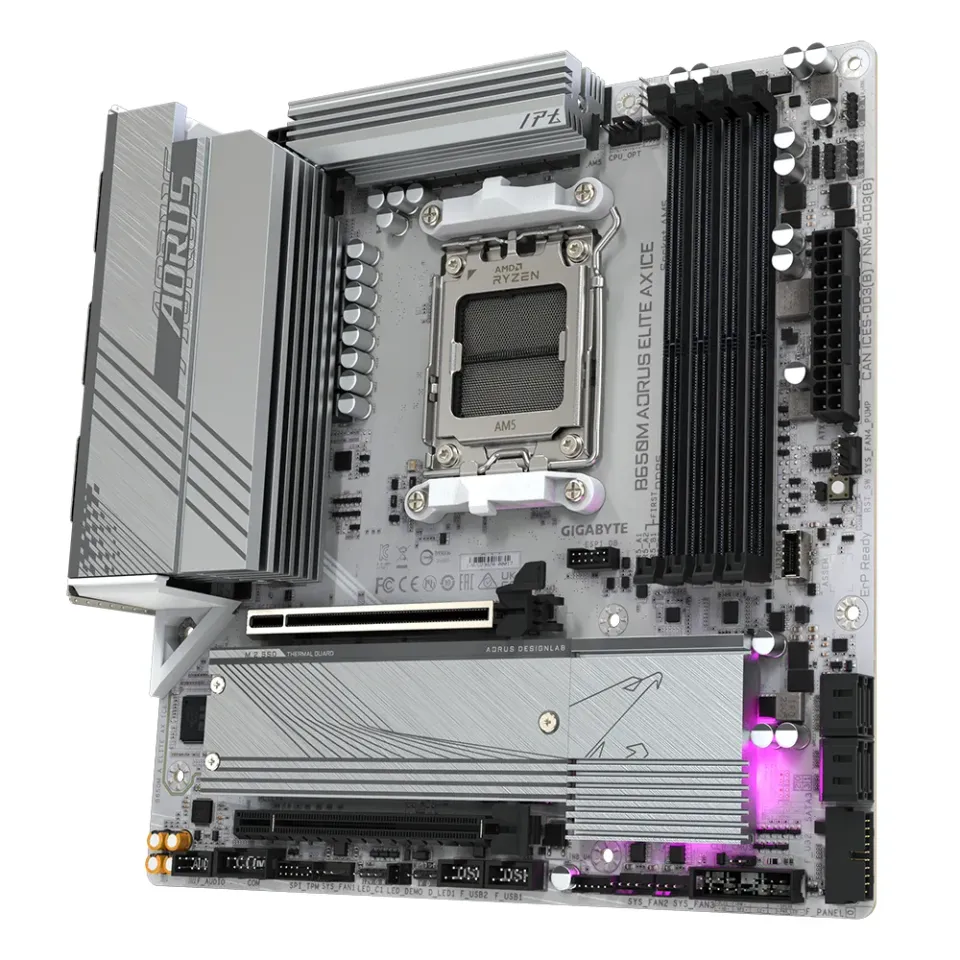 GIGABYTE MB Sc AM5 B650M AORUS ELITE AX ICE, AMD B650, 4xDDR5, 1xDP, 1xHDMI, WI-