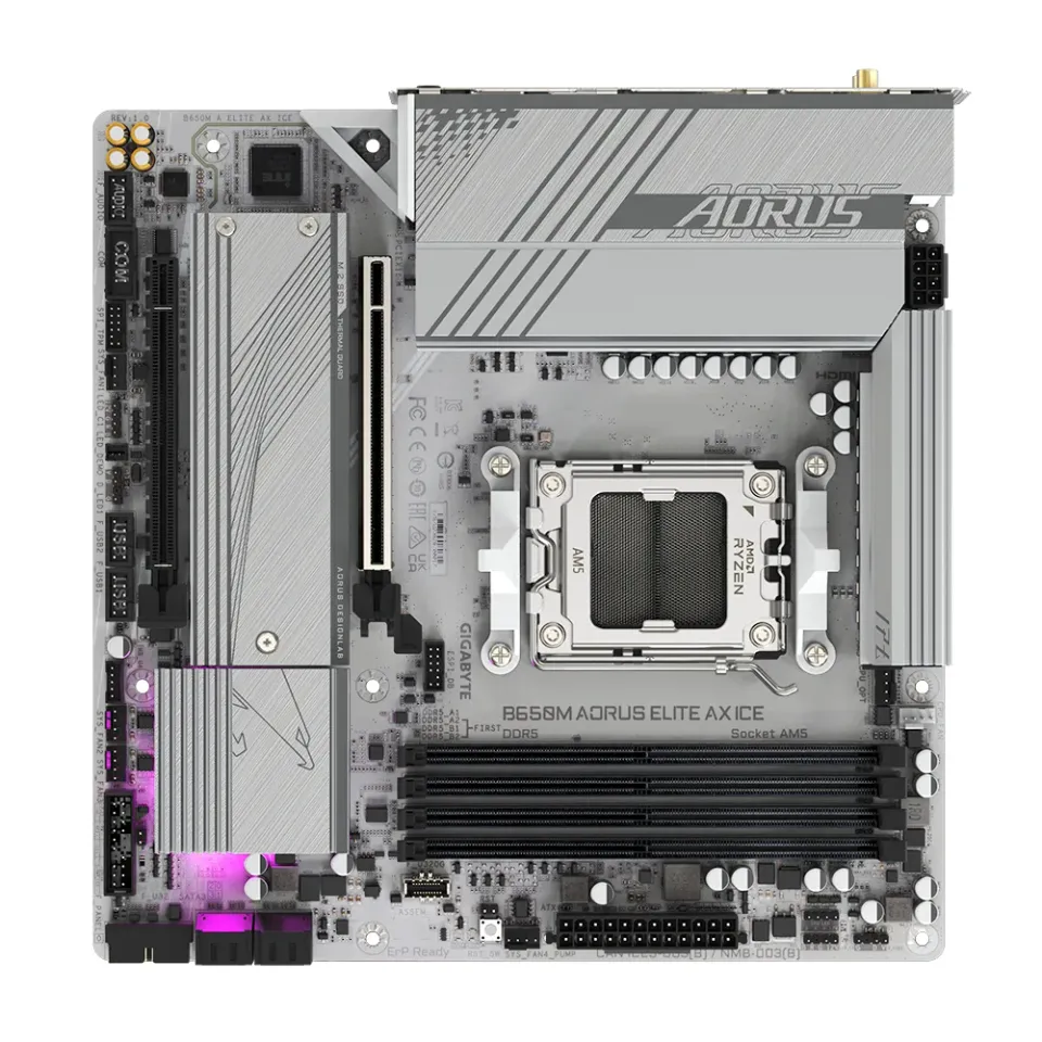 GIGABYTE MB Sc AM5 B650M AORUS ELITE AX ICE, AMD B650, 4xDDR5, 1xDP, 1xHDMI, WI-