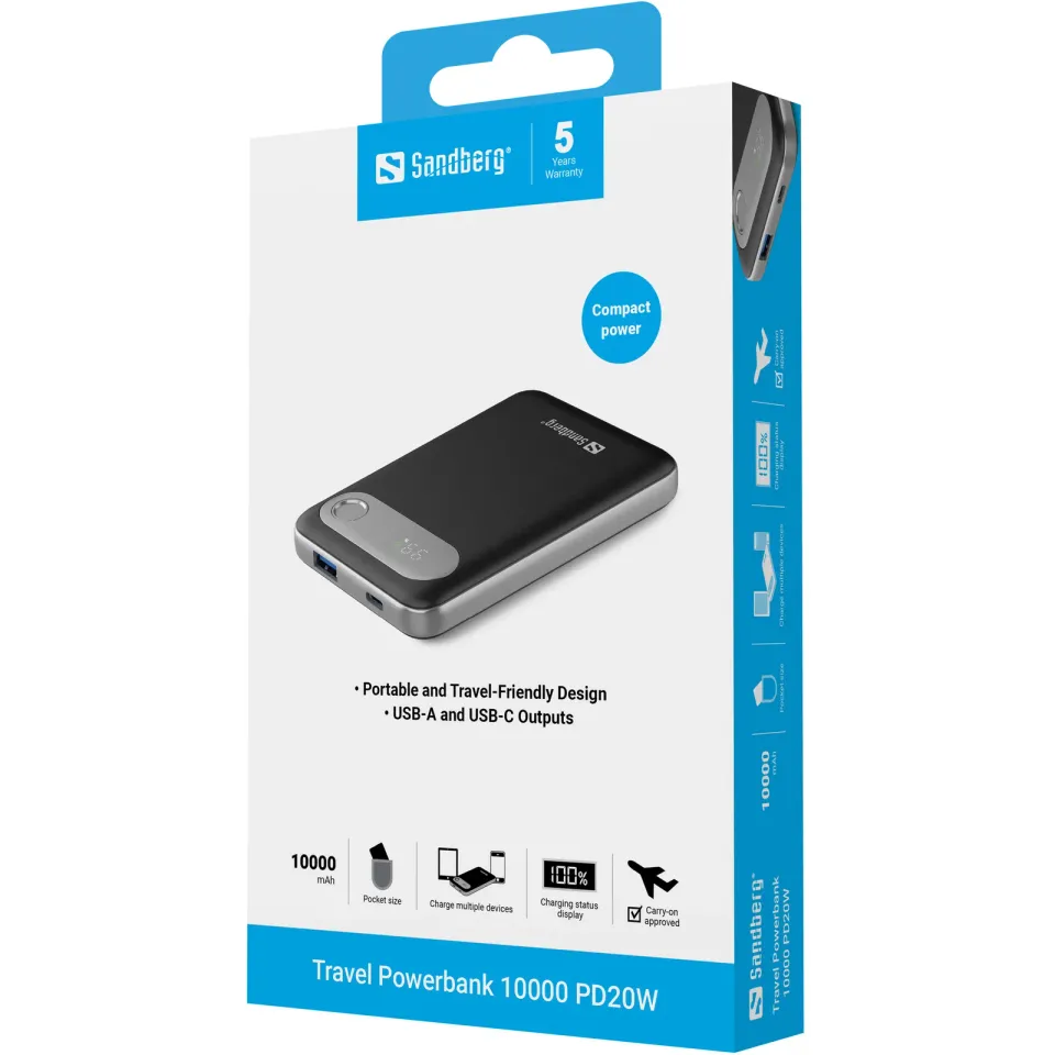 Sandberg Travel Powerbank 10000 PD20W