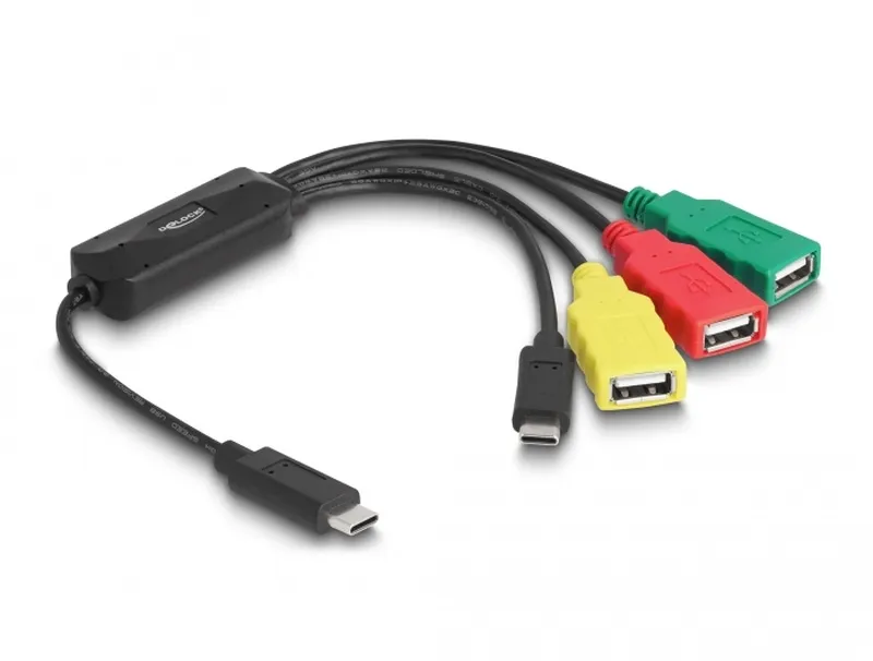 Delock Čtyřportový kabelový Hub USB 2.0 s rozhraním USB Type-C na 3 x USB-A sami