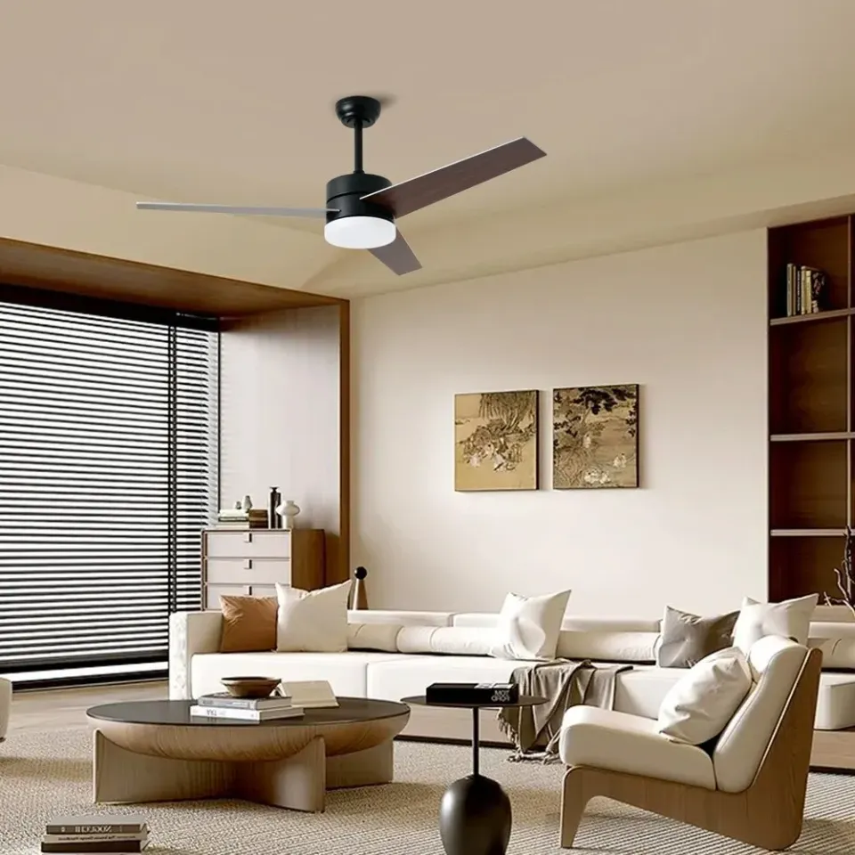 IMMAX NEO LITE VARIABLE SMART LED stropní svítidlo s ventilátorem 24W, Wi-Fi, TUYA, černo-hnědo-stříbrné