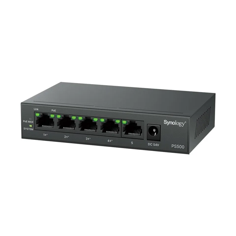 Synology switch PS500 (5xGbE,4xPoE+,60W,fanless)