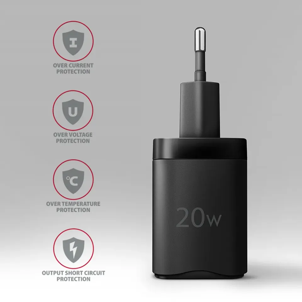 AXAGON ACU-PQ20 nabíječka do sítě 20W, 2x port (USB-A + USB-C), PD3.0/PPS/QC4+/A