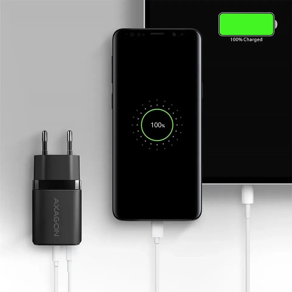 AXAGON ACU-PQ20 nabíječka do sítě 20W, 2x port (USB-A + USB-C), PD3.0/PPS/QC4+/A
