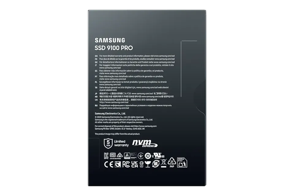 SAMSUNG 9100 PRO 8TB PCIe 5.0 NVMe SSD M.2 PCIe 5.0 x4 NVMe 2.0 (čtení max. 14800MB/s, zápis max. 13400MB/s)