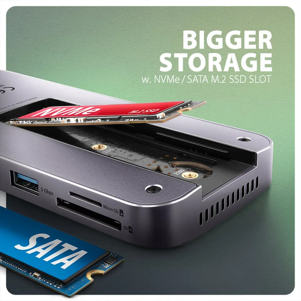 AXAGON HMC-12GM2 Multi portový USB-C 10Gbps hub. NVMe/SATA M.2, HDMI, čtečka kar