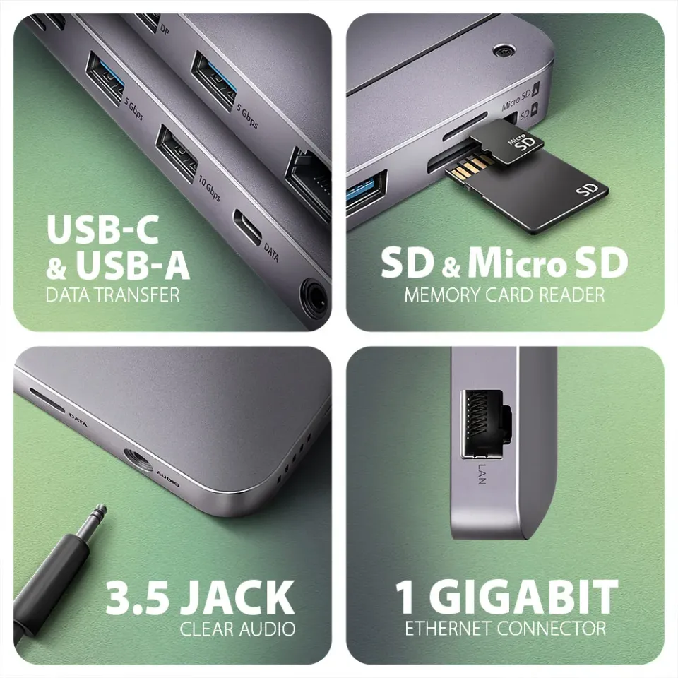 AXAGON HMC-12GM2 Multi portový USB-C 10Gbps hub. NVMe/SATA M.2, HDMI, čtečka kar
