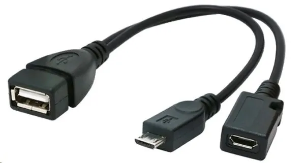 GEMBIRD CABLEXPERT Kabel USB AF/micro BM + micro BF, OTG + dobíjení, 15cm, pro t