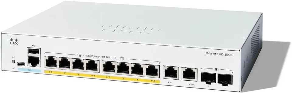 Cisco Catalyst switch C1200-8P-E-2G (8xGbE,2xGbE/SFP combo,8xPoE+,67W,fanless) -