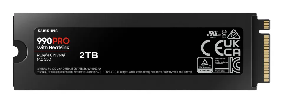 SAMSUNG 990 PRO 2TB (s chladičem) PCIe 4.0 NVMe SSD M.2 PCIe 4.0 x4 NVMe 2.0 (čtení max. 7450MB/s, zápis max. 6900MB/s)