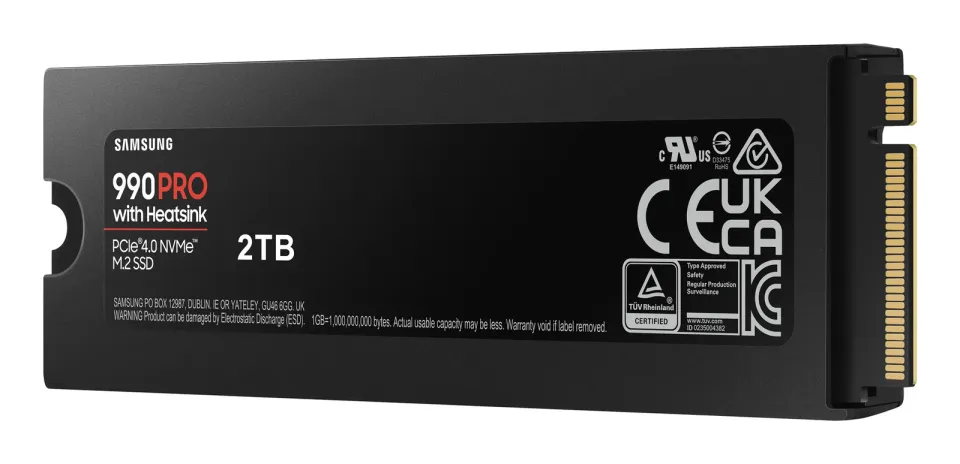 SAMSUNG 990 PRO 2TB (s chladičem) PCIe 4.0 NVMe SSD M.2 PCIe 4.0 x4 NVMe 2.0 (čtení max. 7450MB/s, zápis max. 6900MB/s)