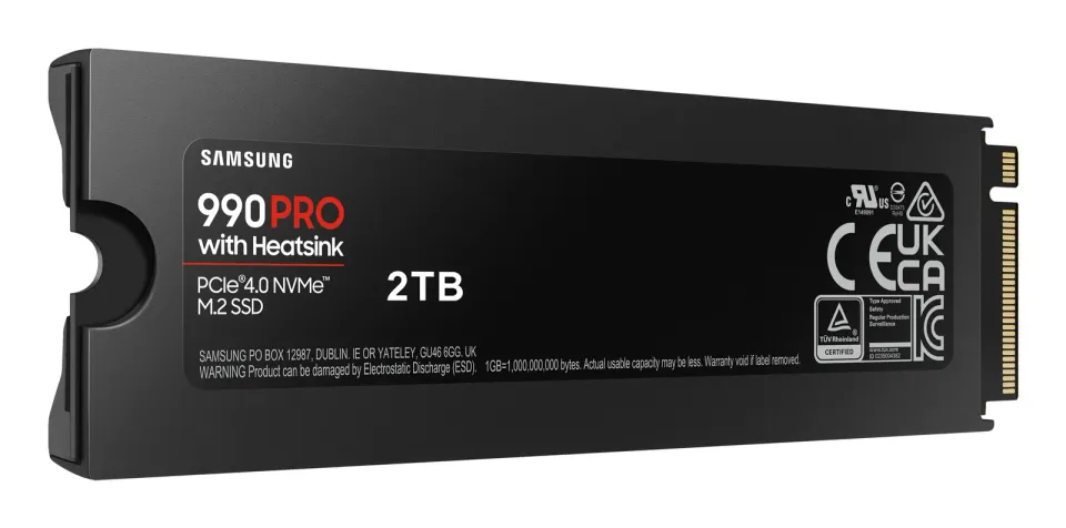 SAMSUNG 990 PRO 2TB (s chladičem) PCIe 4.0 NVMe SSD M.2 PCIe 4.0 x4 NVMe 2.0 (čtení max. 7450MB/s, zápis max. 6900MB/s)