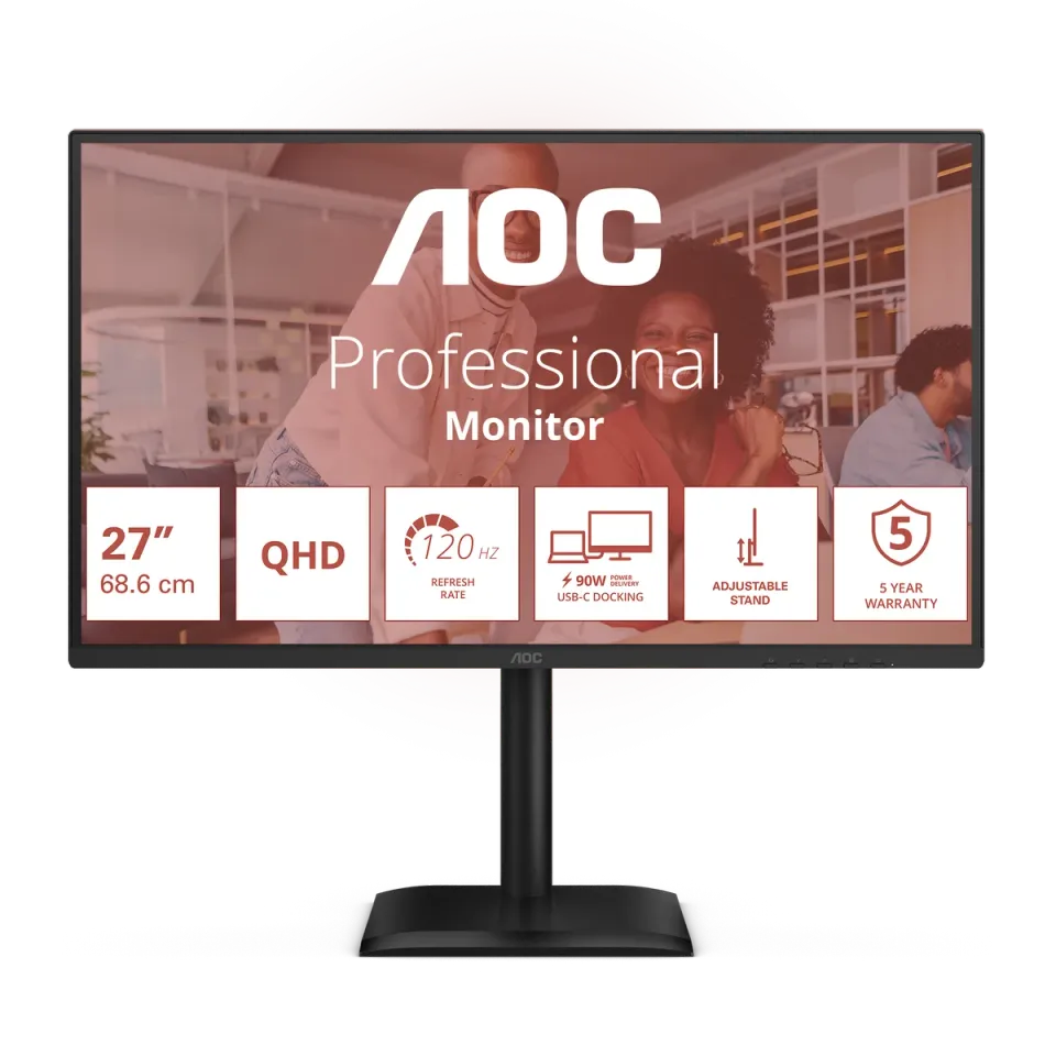 AOC LCD Q27E4CV 27" IPS/2560x1440@120Hz/4ms/350cd/HDMI/DP/4xUSB/USB-C dock/RJ45/