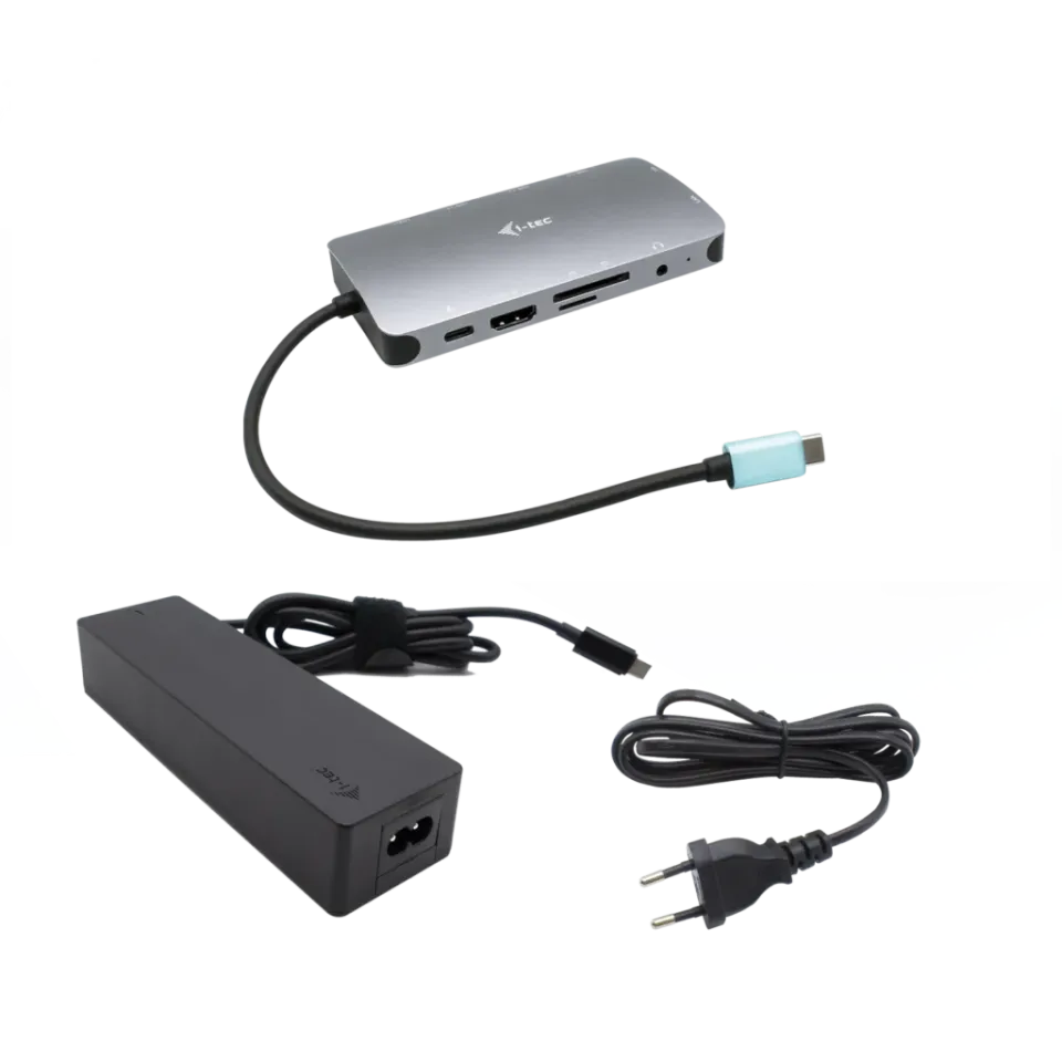 I-tec USB-C Metal Nano Dock HDMI/VGA with LAN + Power Delivery 100W + Charger 10
