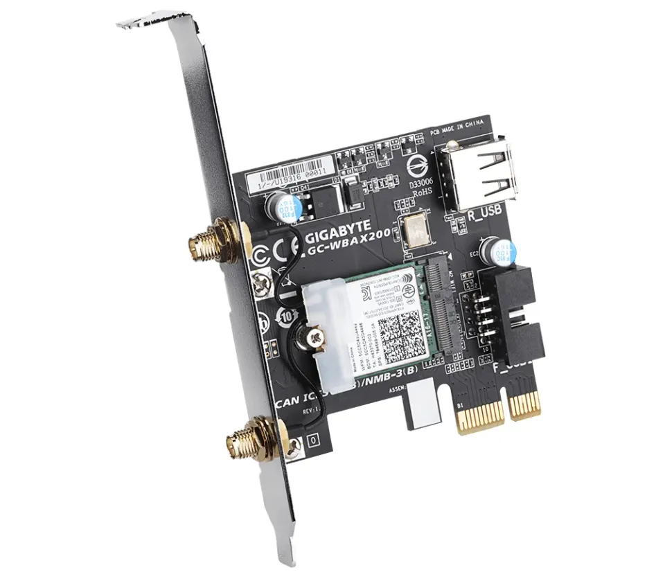 GIGABYTE GC-WBAX200, WiFi 802.11ax, Bluetooth 5.0, PCIe, Dual Band, 2400Mbps