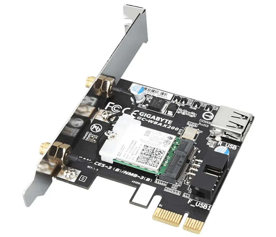GIGABYTE GC-WBAX200, WiFi 802.11ax, Bluetooth 5.0, PCIe, Dual Band, 2400Mbps