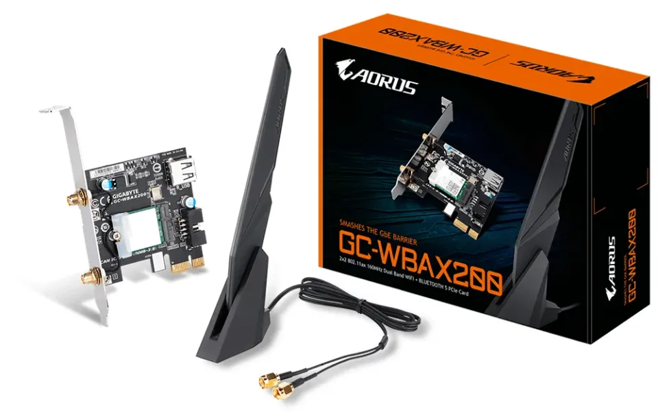 GIGABYTE GC-WBAX200, WiFi 802.11ax, Bluetooth 5.0, PCIe, Dual Band, 2400Mbps
