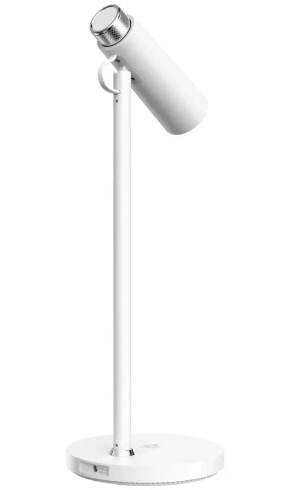 IMMAX LED stolní lampička TIT/ Qi nabíjení/ 12W/ DC12V/1A/ 100-240 VAC/ 150lm/ bílá se stříbrnými prvky