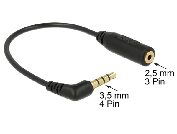 Delock Audio kabel Stereo jack 3.5 mm 4 pin samec > Stereo jack 2.5 mm 3 pin sa